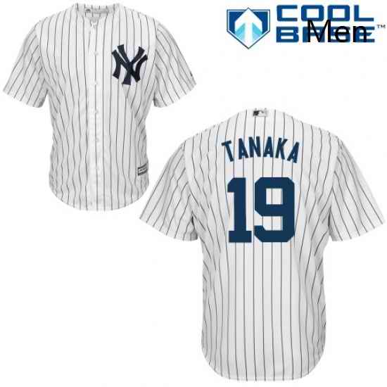 Mens Majestic New York Yankees 19 Masahiro Tanaka Replica White Home MLB Jersey